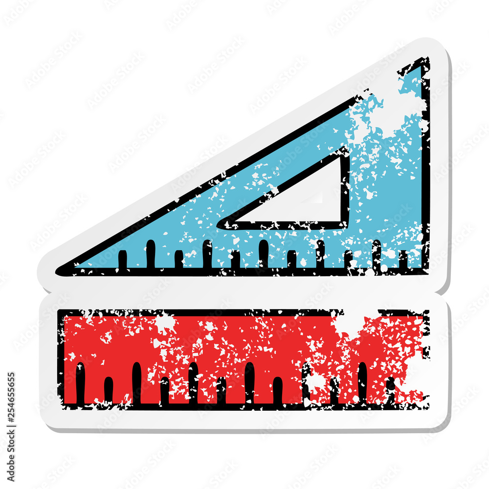 Fototapeta premium distressed sticker of a cute cartoon maths set