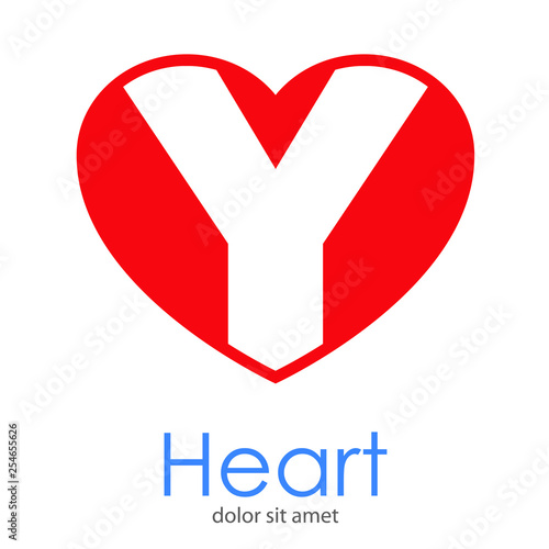 Logotipo letra Y en color blanco en corazón color rojo