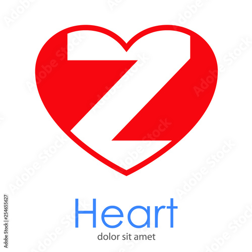 Logotipo letra Z en color blanco en corazón color rojo