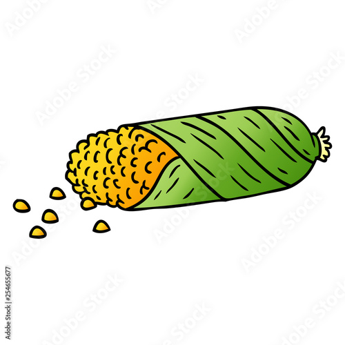 gradient cartoon doodle of fresh corn on the cob