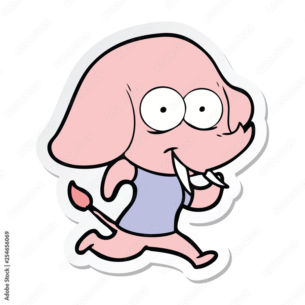 sticker of a happy cartoon elephant sticker of a happy cartoon elephant