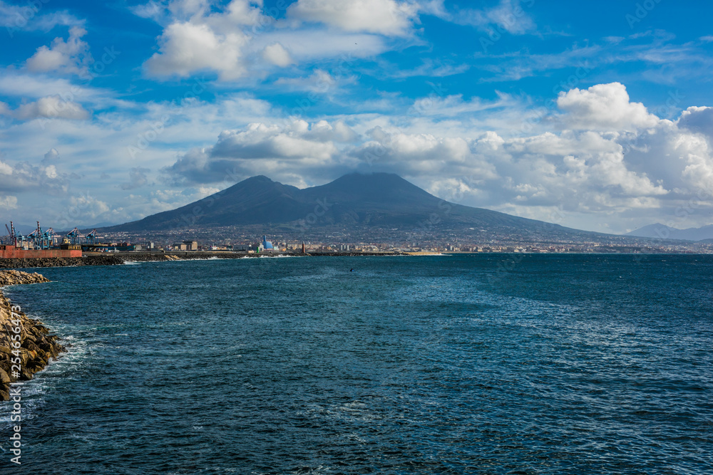 Napoli and mount Vesuvius in the background in a summer day