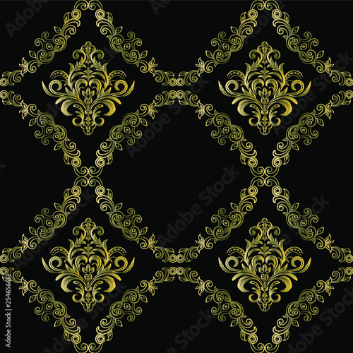 Obraz na płótnie Seamless damask pattern for background or wallpaper design