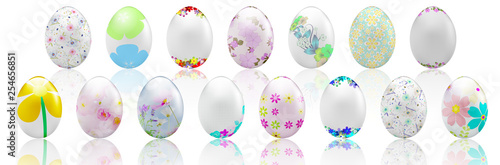 Set of flowery easter eggs