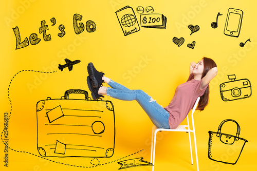 happy young Woman with Summer Holiday Travel Concept