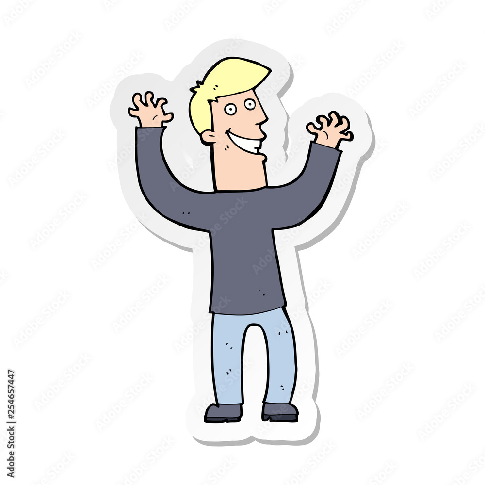 sticker of a cartoon excited man sticker of a cartoon excited man