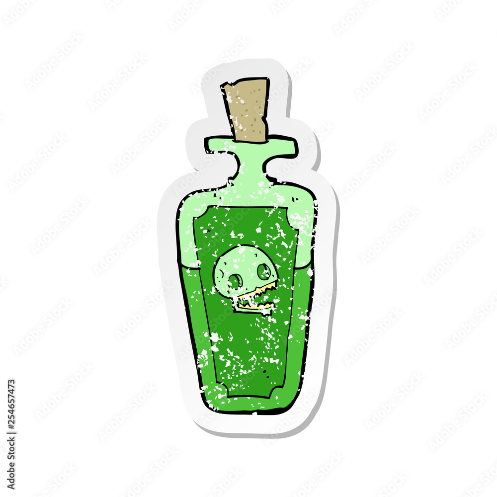 retro distressed sticker of a cartoon poison retro distressed sticker of a cartoon poison