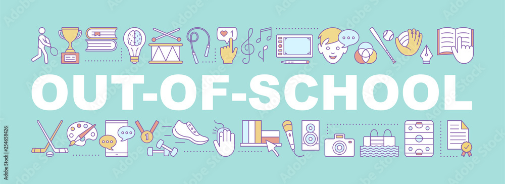 Out-of-school learning word concepts banner