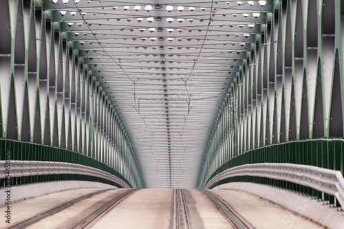 Canvas Print Tramway bridge over river Danube in urban city of Bratislava, Slovakia
