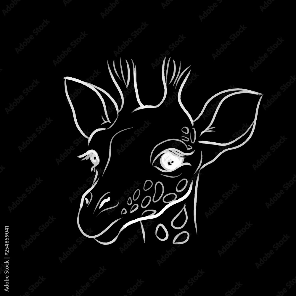 Naklejka premium line giraffe vector illustration 