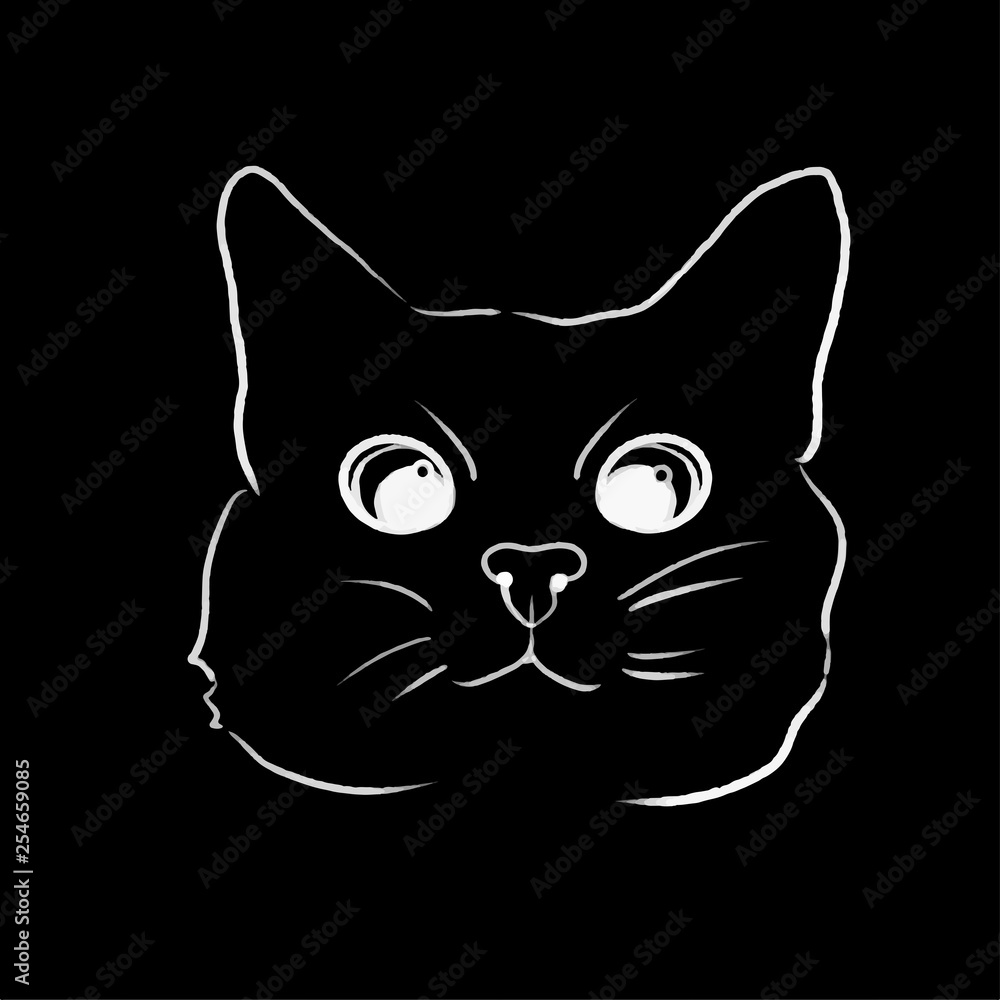 vector cat line illustration 