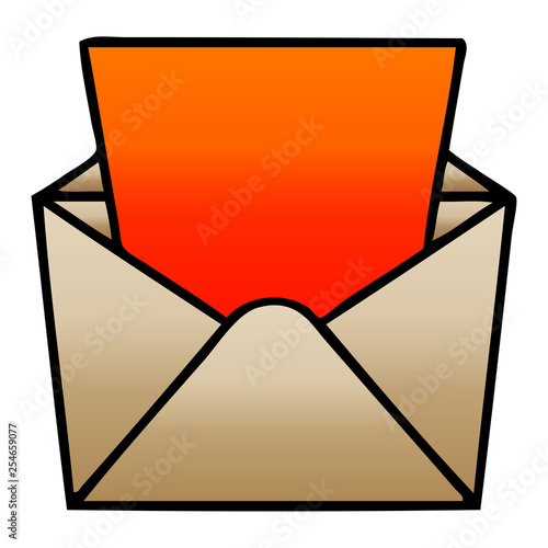 quirky gradient shaded cartoon letter and envelope