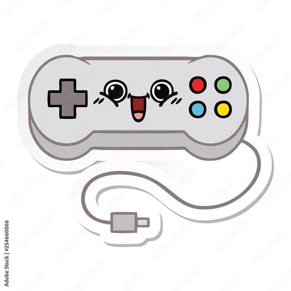 sticker of a cute cartoon game controller sticker of a cute cartoon game controller