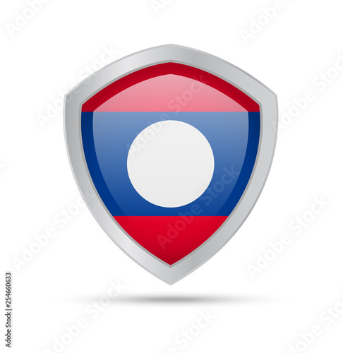 Shield with Laos flag on white background. Vector illustration. Free Download Shield with Laos flag on white background. Vector illustration. - GFXLoad