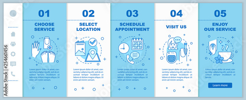 Nail salon onboarding mobile web pages vector template