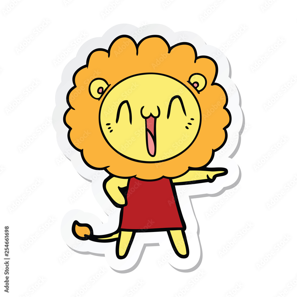 sticker of a happy cartoon lion sticker of a happy cartoon lion