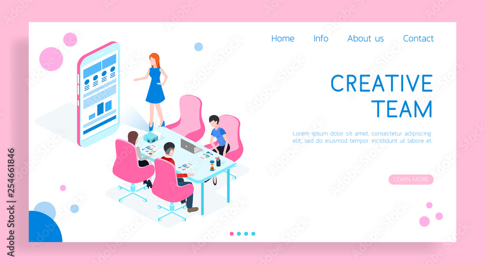 Isometric 3D vector illustration landing templates teamwork concept. Brainstorming a creative team. Isometric 3D vector illustration landing templates teamwork concept. Brainstorming a creative team.