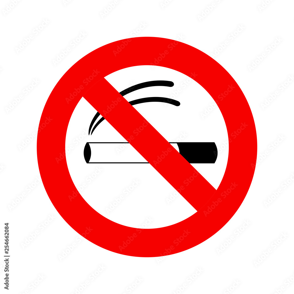 No smoking sign. Smoking ban symbol on white background. Vector flat graphic illustration. No smoking sign. Smoking ban symbol on white background. Vector flat graphic illustration.