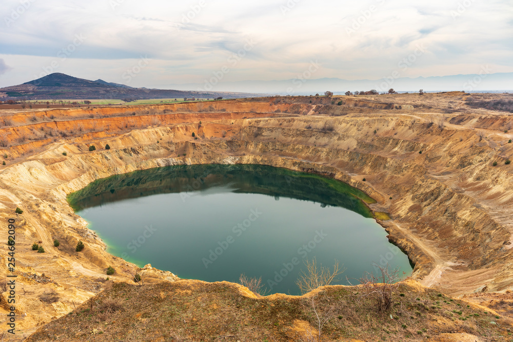 Abandoned cuprum mine in Bulgaria with lake inside