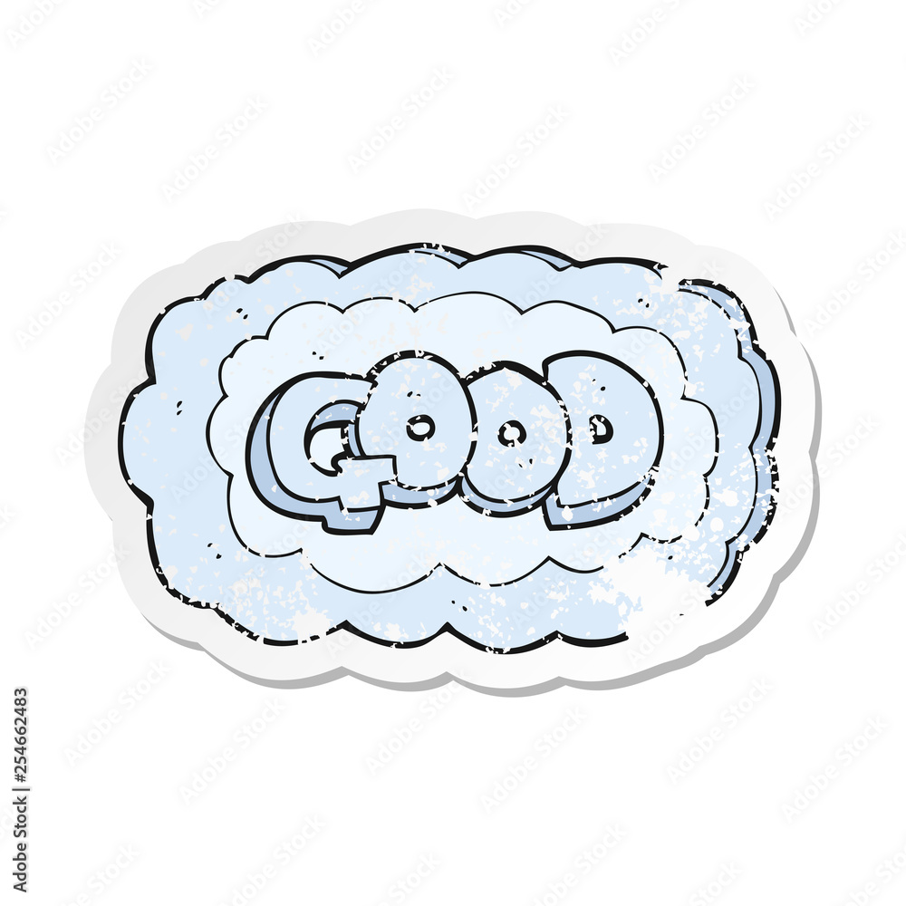 retro distressed sticker of a cartoon Good symbol retro distressed sticker of a cartoon Good symbol