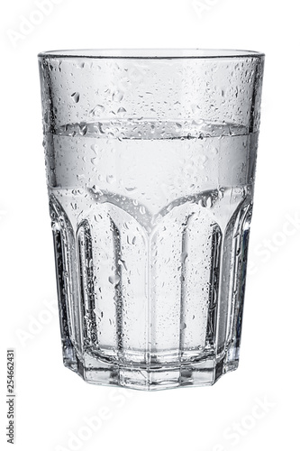 Glass with fresh water on white background