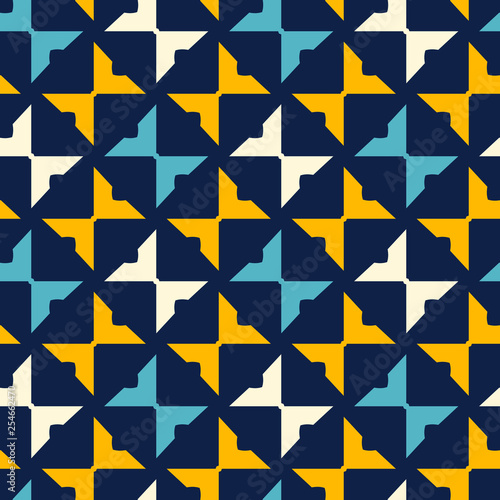 Seamless pattern with bright geometric shapes.