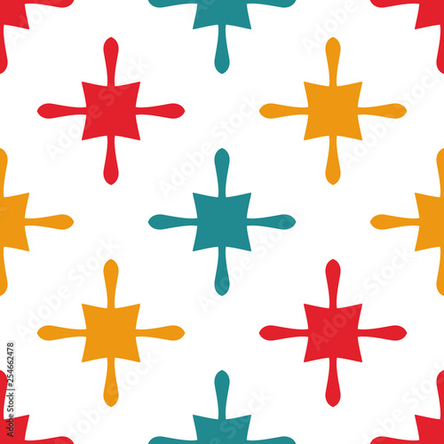 Bright seamless pattern with colorful geometric elements.