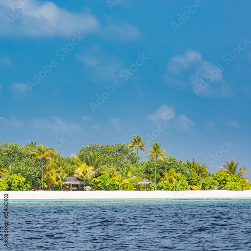 Exotic beach background. Summer travel and tourism, vacation destination concept 