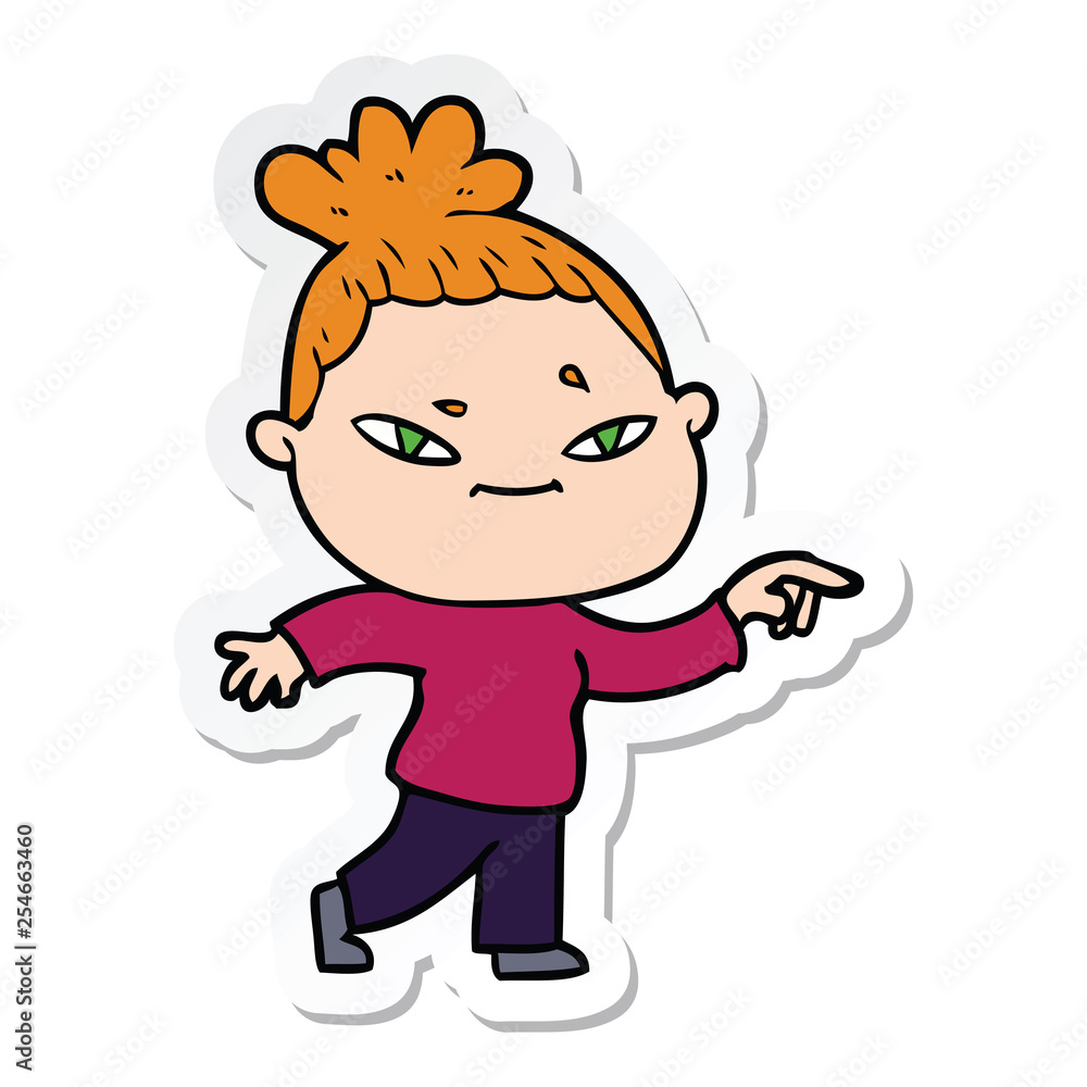 sticker of a cartoon woman sticker of a cartoon woman