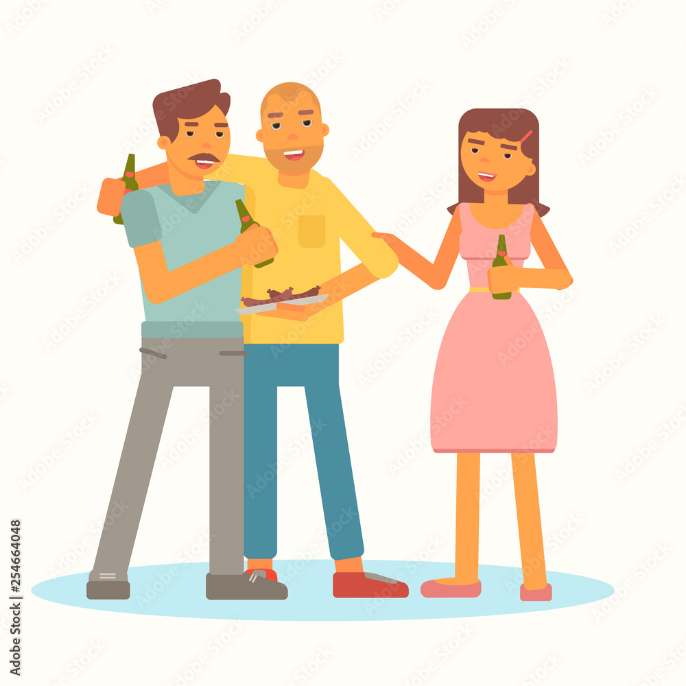 Young people on picnic flat color illustration Young people on picnic flat color illustration