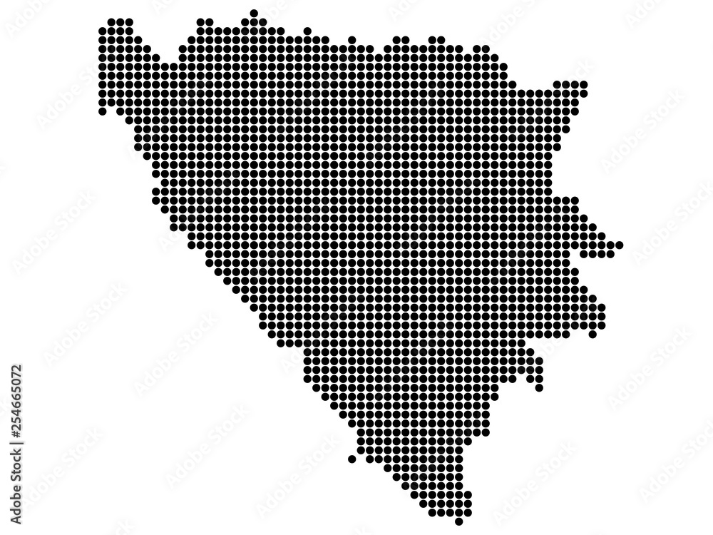 Map of Bosnia and Herzegovina With Dots