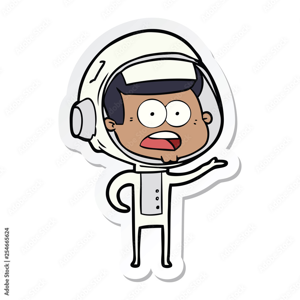sticker of a cartoon surprised astronaut sticker of a cartoon surprised astronaut