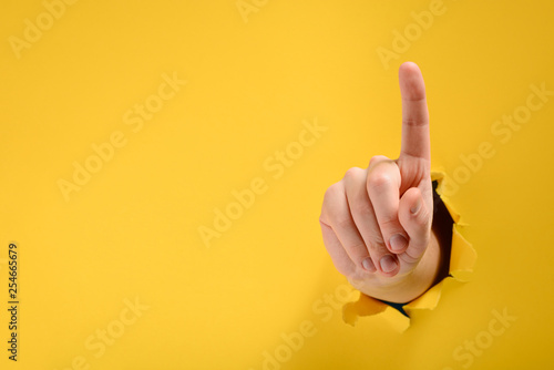 Hand pointing up photo