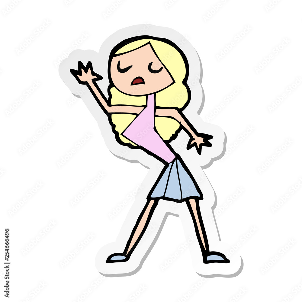 sticker of a cartoon woman dancing sticker of a cartoon woman dancing
