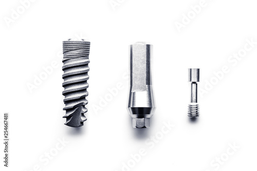 Fényképezés Set of medical implantation screw tools isolated on white background