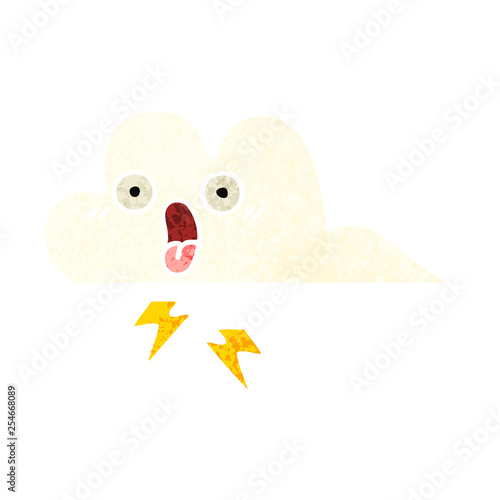 retro illustration style cartoon thunder cloud