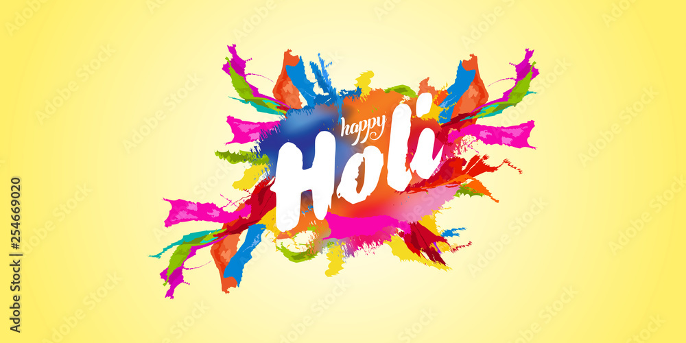 Happy Holi greeting with colorful background illustration