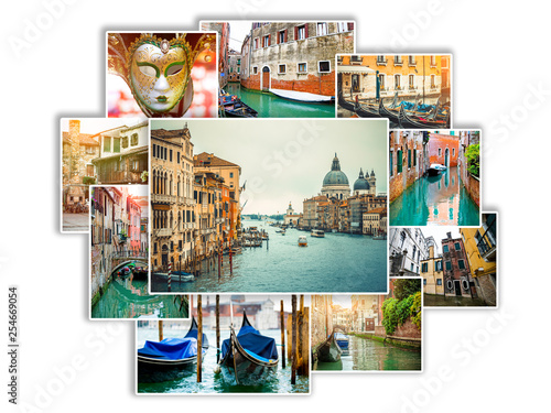 Collage of sights and scenes of Venice, Italy