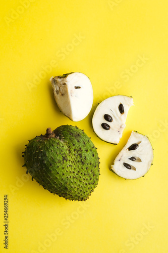 Annona Muricata or soursop, graviola and guyabano in Latin America or Durian Belanda in Malay Language, shot on isolated background