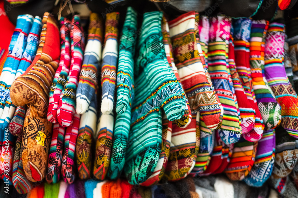 Fototapeta premium Colorful kitchen gloves with different patterns