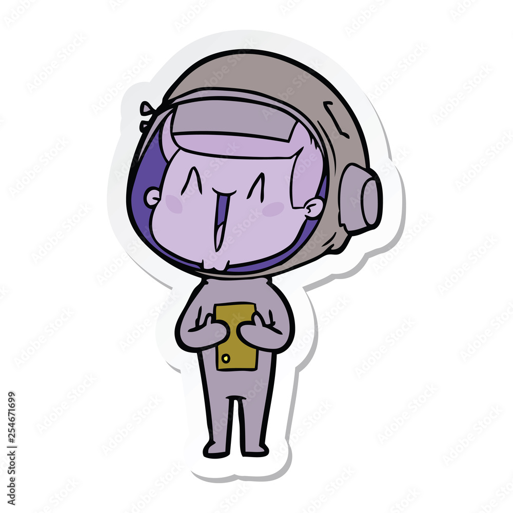 sticker of a happy cartoon astronaut sticker of a happy cartoon astronaut