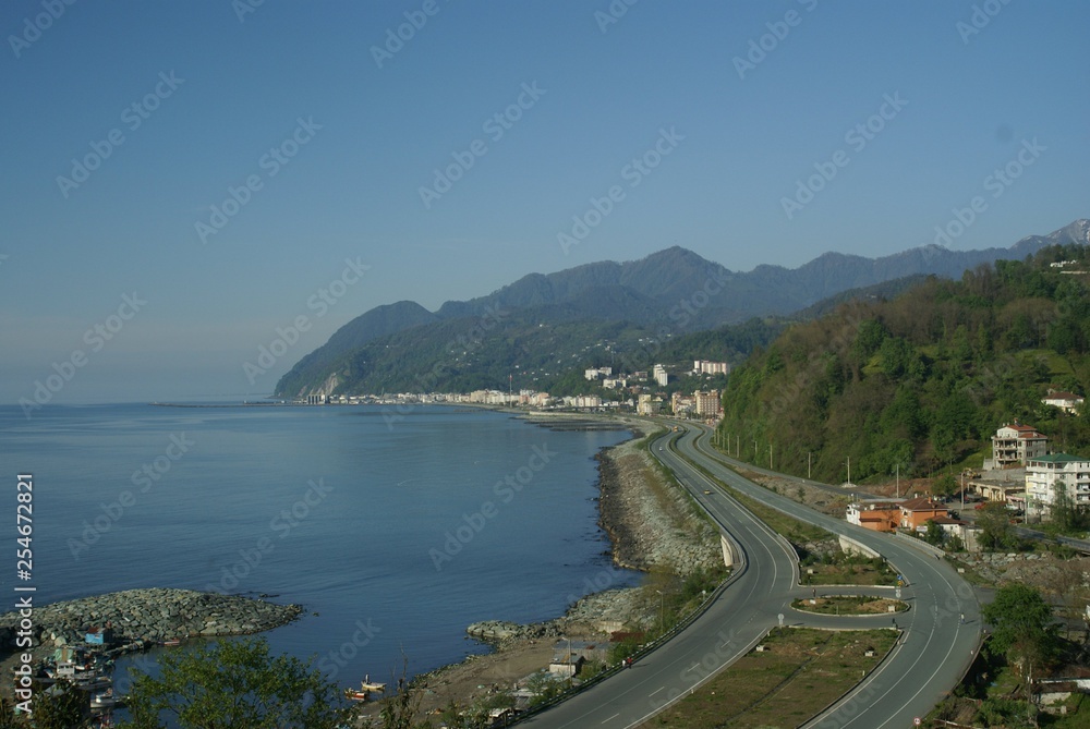 view of the coastal road.hopa artvin view of the coastal road.hopa artvin
