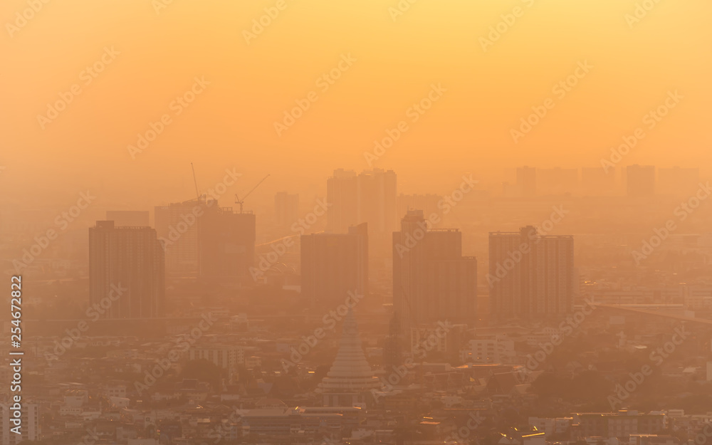 bad air with PM 2.5 dust in the atmosphere  in the city