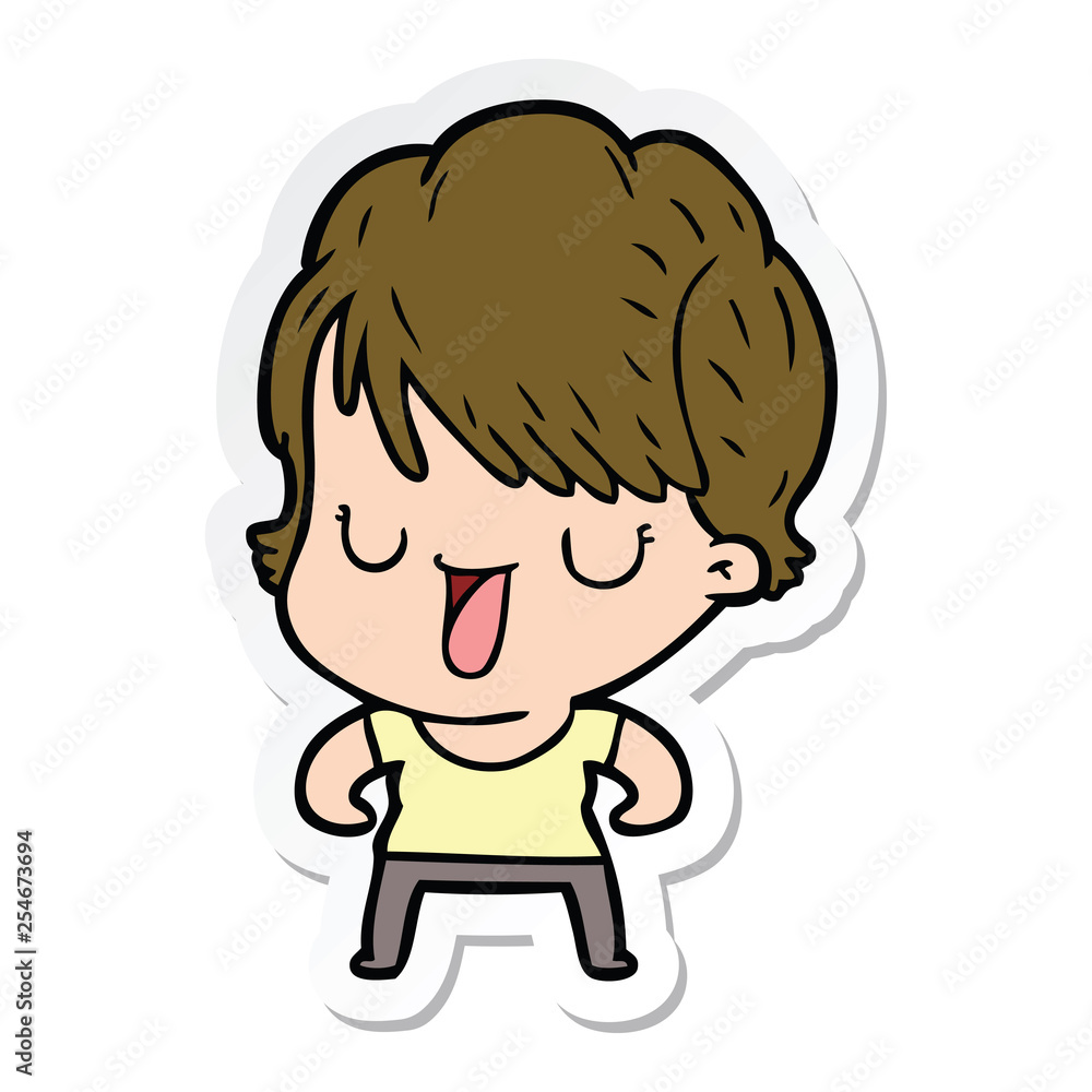 sticker of a cartoon woman talking sticker of a cartoon woman talking