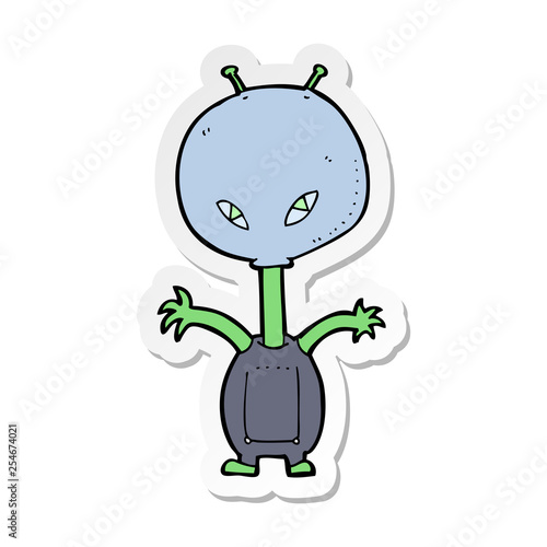 sticker of a cartoon space alien