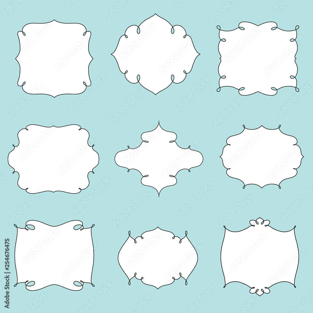 Fototapeta premium Hand drawn vintage styled frames, labels. Set of decoration elements