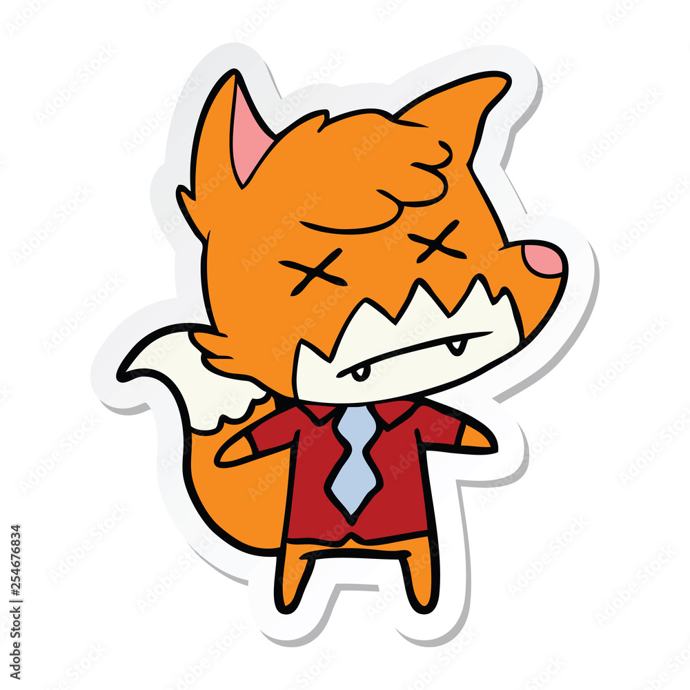 sticker of a cartoon dead fox