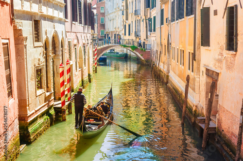 Italy. Venice. Gondola on the picturesque canals in Venice.