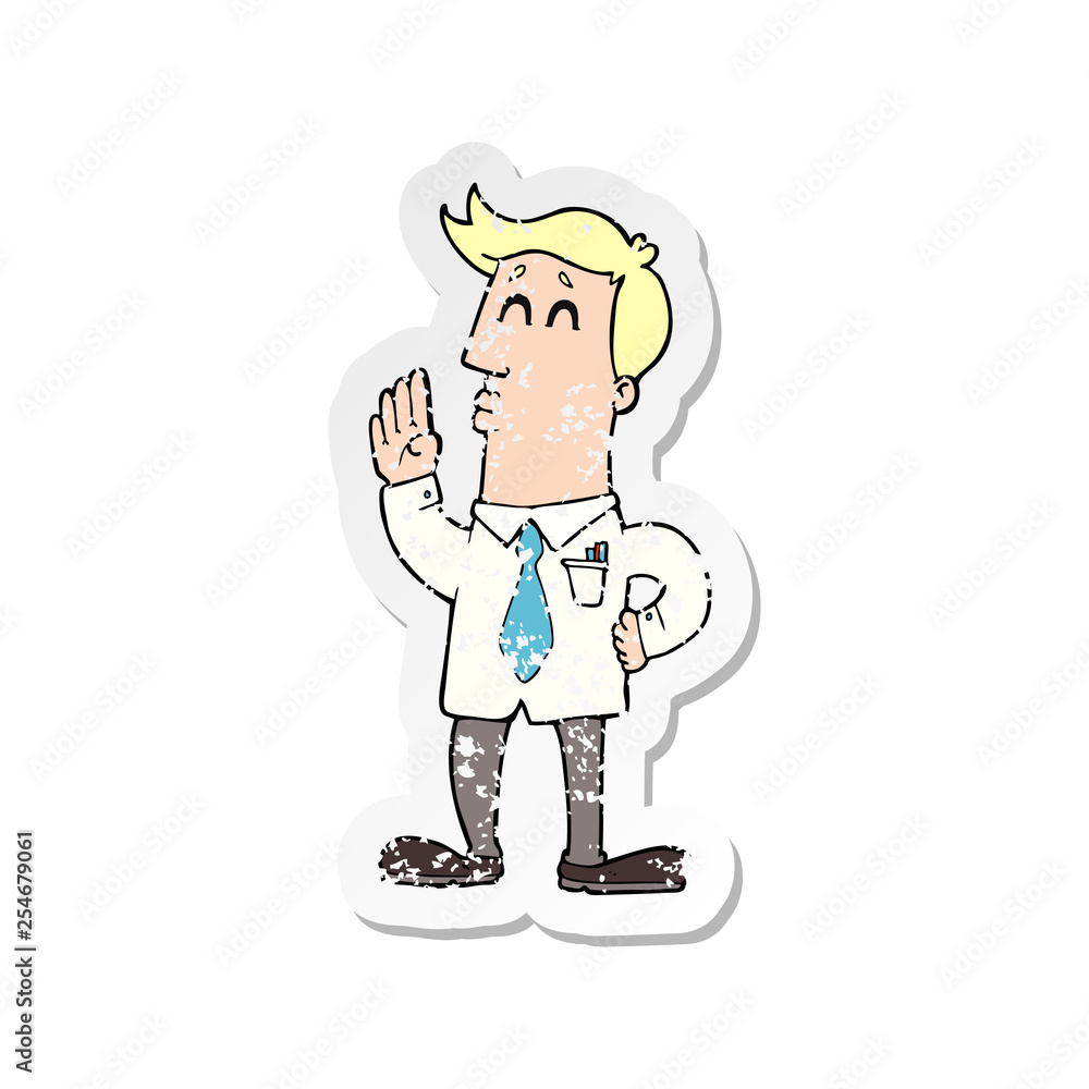 retro distressed sticker of a cartoon businessman retro distressed sticker of a cartoon businessman
