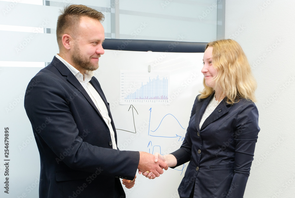 A positive meeting business partners A positive meeting business partners